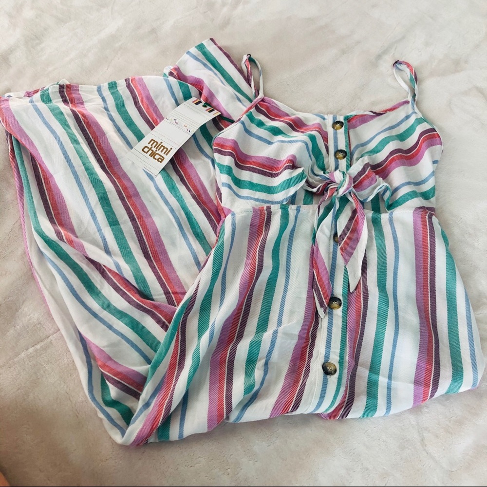 Mimi Chica Striped Dress Tie Front Size S